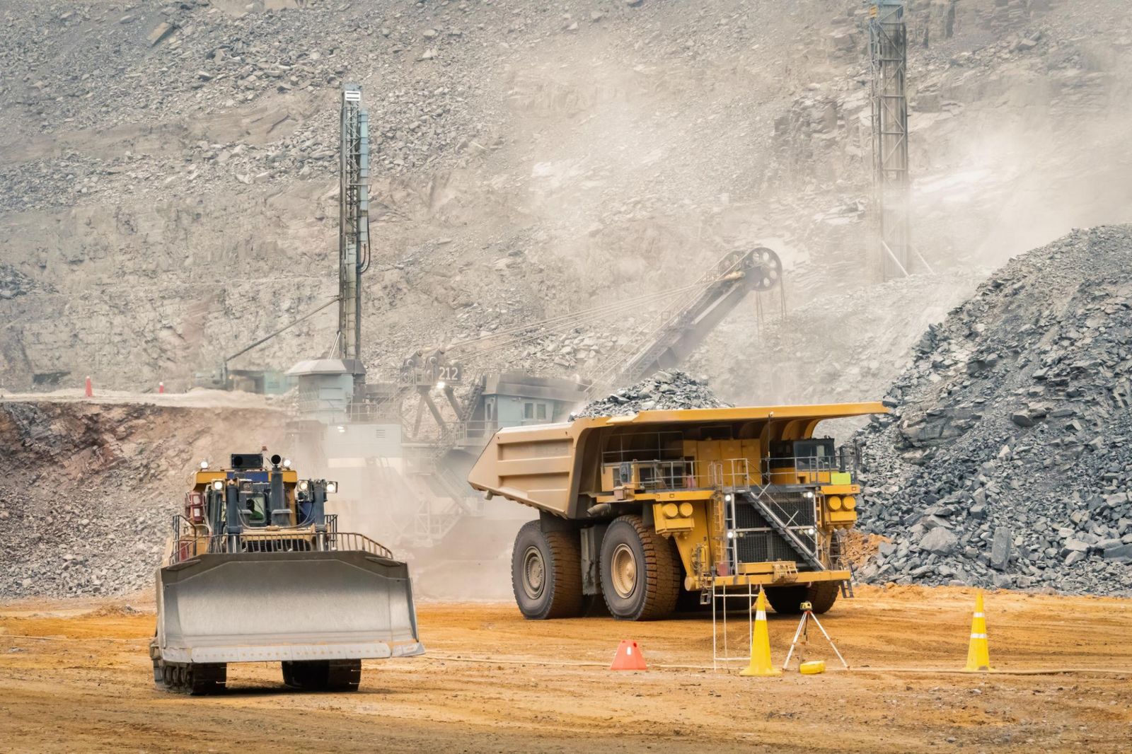 Heavy machinery at a mine site